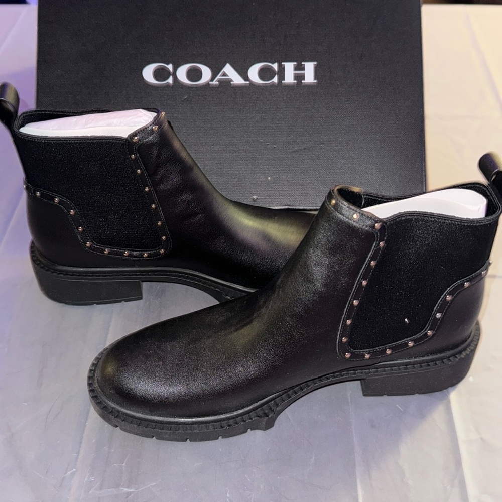 NWT Coach Lory Leather Bootie - Black - 9.5B - Picture 1 of 8